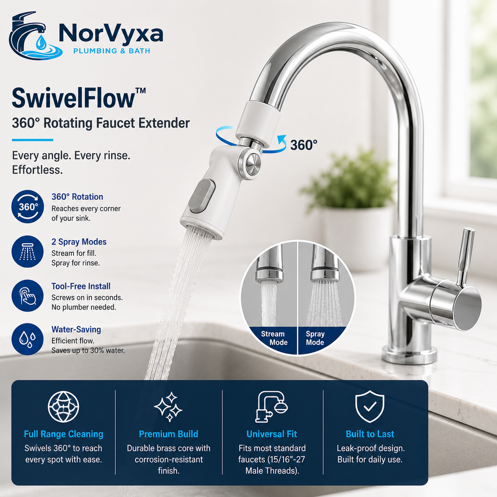FlexStream 360° Faucet Aerator with Dual Spray Modes