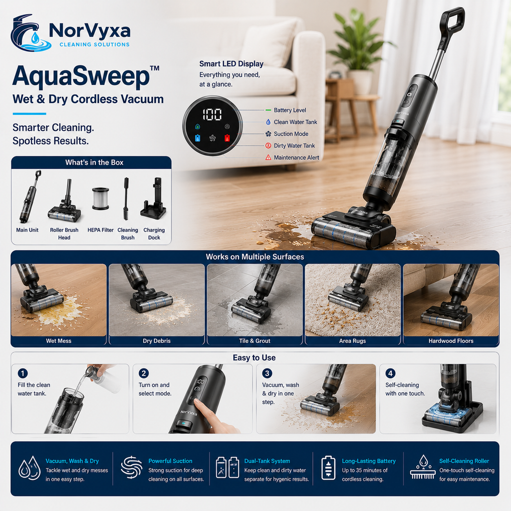 CleanWave Cordless Wet Dry Vacuum & Floor Washer